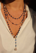 Load image into Gallery viewer, Kyanite &amp; Pearl Charm Layering Necklace
