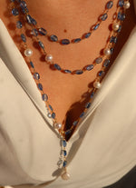 Load image into Gallery viewer, Kyanite &amp; Pearl Charm Layering Necklace
