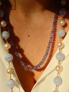 Blue Lace Agate & Pearl Necklace
