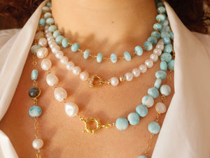 Larimar & Pearl Necklace