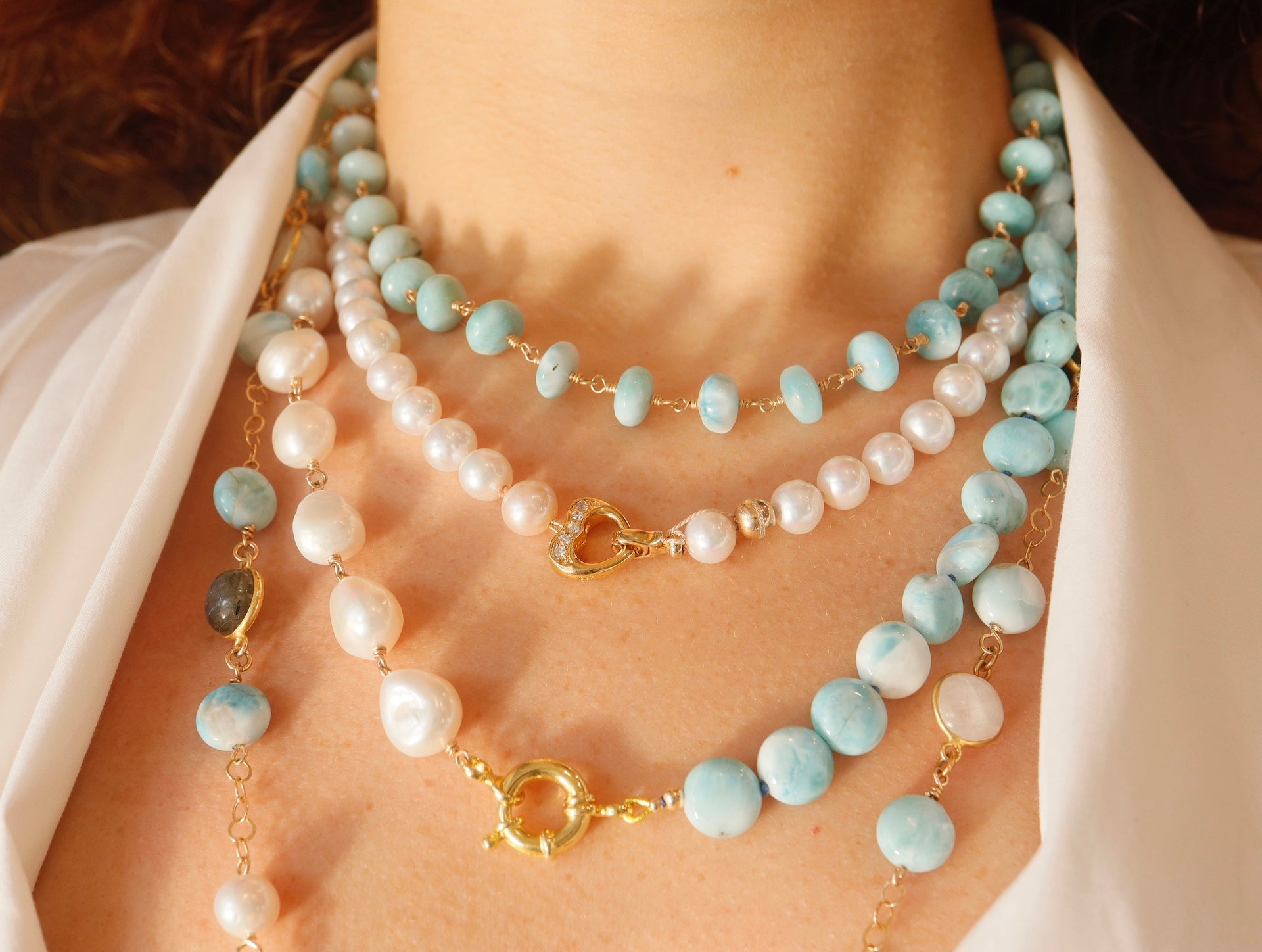 Pearl Necklace with Heart Clasp