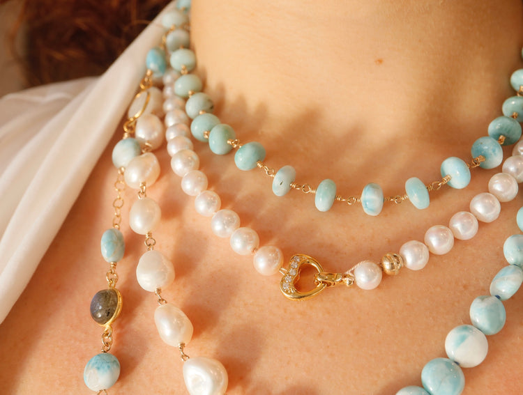 Pearl Necklace with Heart Clasp