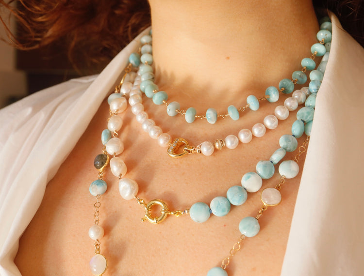 Pearl Necklace with Heart Clasp