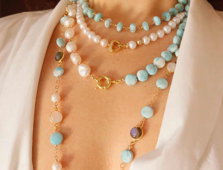 Pearl Necklace with Heart Clasp