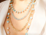 Load image into Gallery viewer, Larimar &amp; Mixed Stone Bezel Opera Necklace
