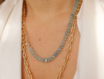 Load image into Gallery viewer, Aquamarine Beaded Pignose Chain Necklace
