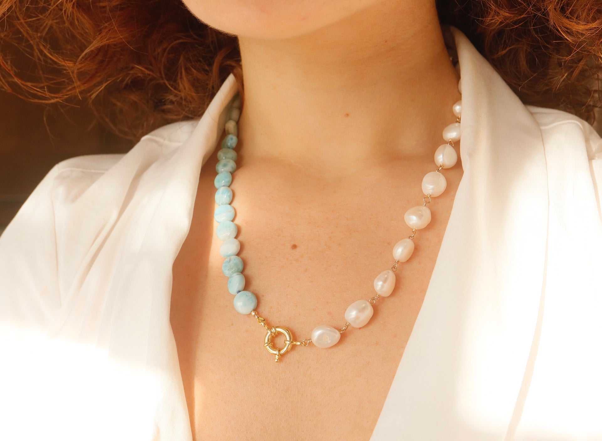 Larimar & Pearl Necklace