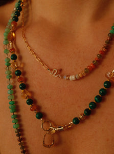 Snake Charm & Rainbow Gemstone necklace