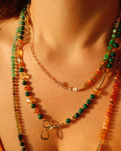 Snake Charm & Rainbow Gemstone necklace