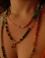 Load image into Gallery viewer, Snake Charm &amp; Rainbow Gemstone necklace
