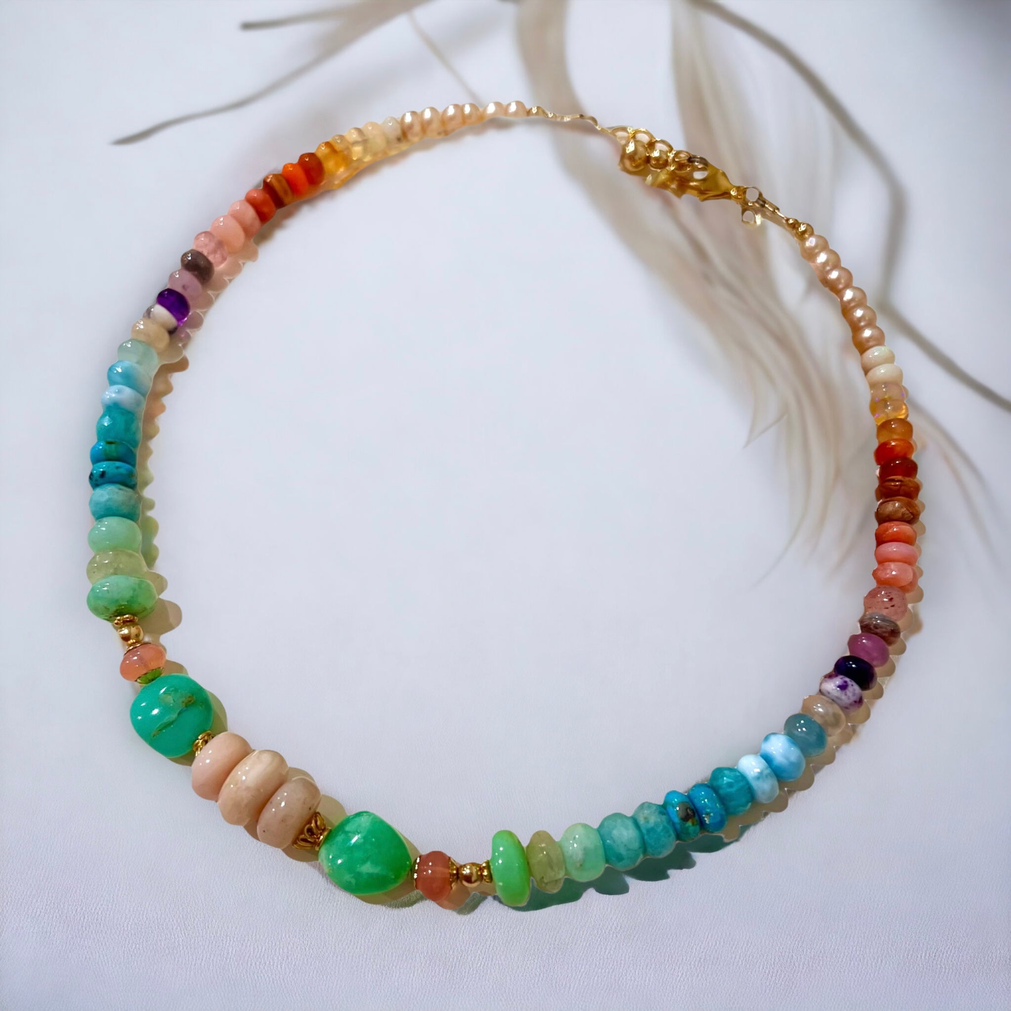 Queen of the Tropics - graduated gemstone rainbow necklace