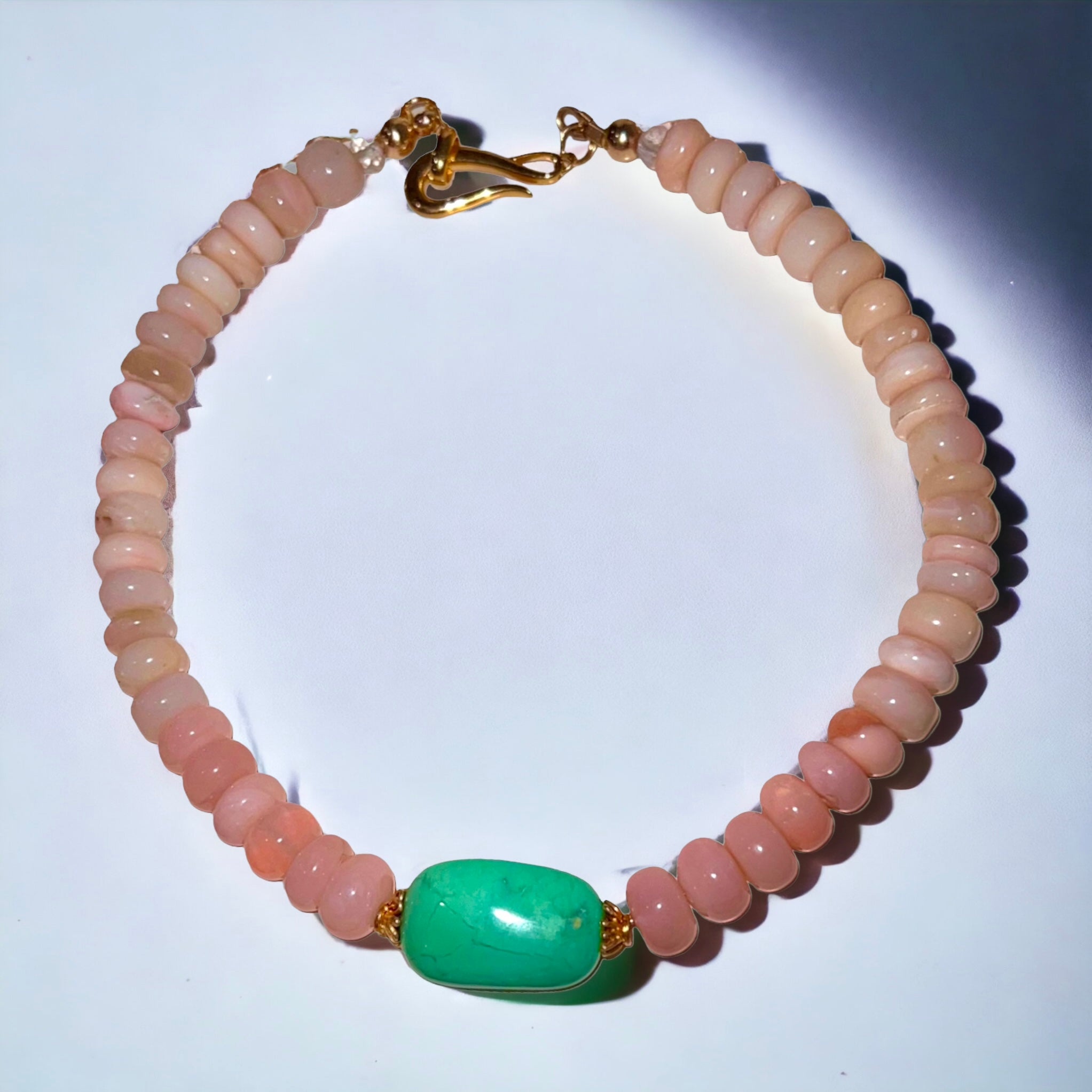 Pink Opal & Chrysoprase center stone necklace