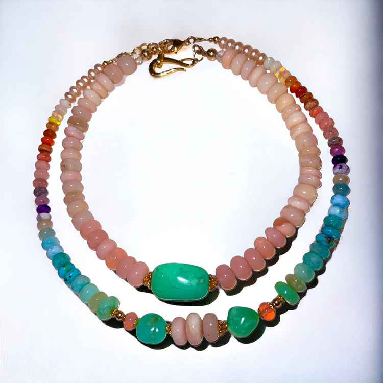 Queen of the Tropics - graduated gemstone rainbow necklace