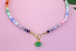 Load image into Gallery viewer, Rainbow Tyre Opal &amp; Chrysoprase Ginkgo Charm
