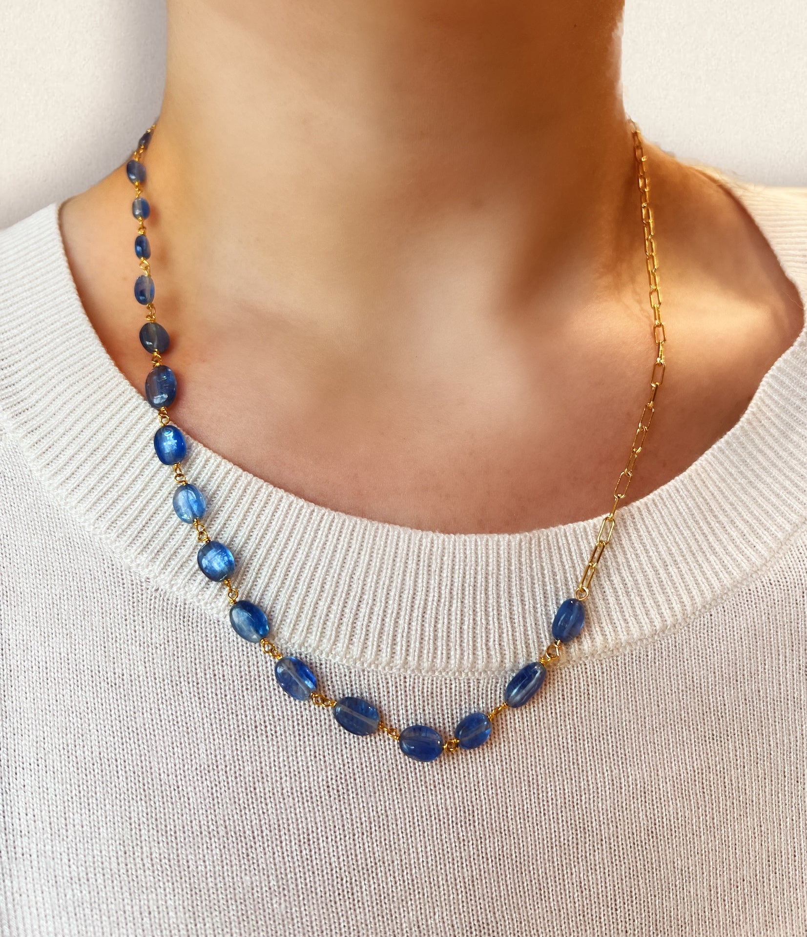 Blue Kyanite Paperclip Chain