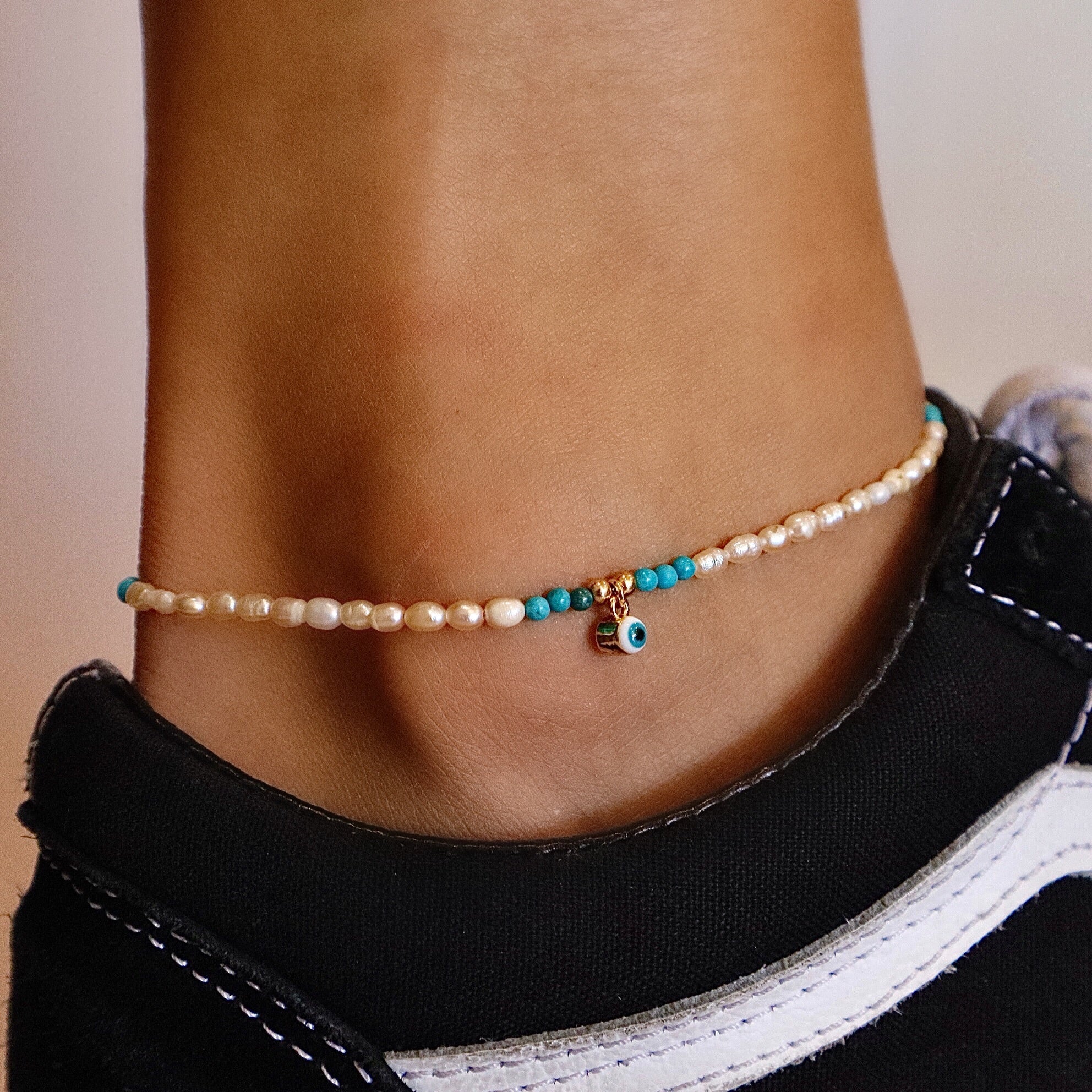 Pearl & Turquoise Anklet
