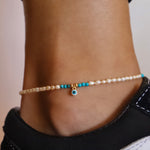 Load image into Gallery viewer, Pearl &amp; Turquoise Anklet
