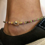 Load image into Gallery viewer, Tourmaline Buddha Head Anklet
